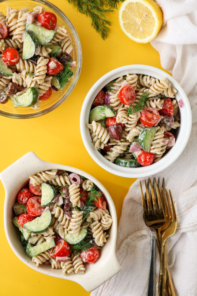 vegan greek pasta salad